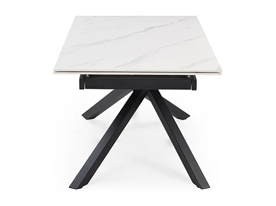 Table extensible 180/260 cm céramique blanc marbré pied torsadé - NEVADA 05