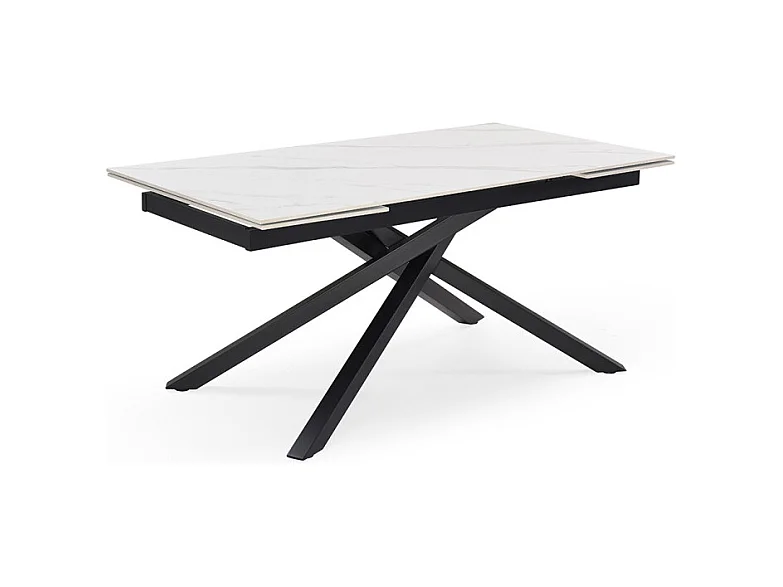Table extensible 180/260 cm céramique blanc marbré pied torsadé - NEVADA 05