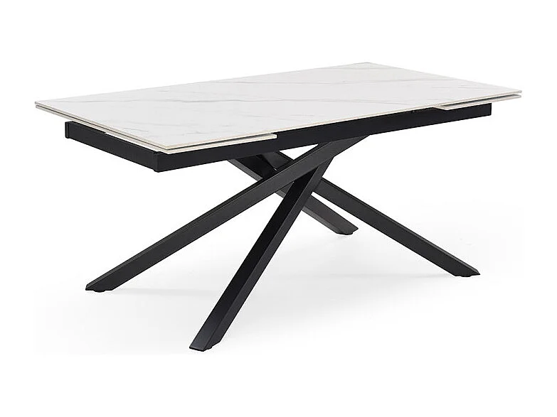 Table extensible 180/260 cm céramique blanc marbré pied torsadé - NEVADA 05