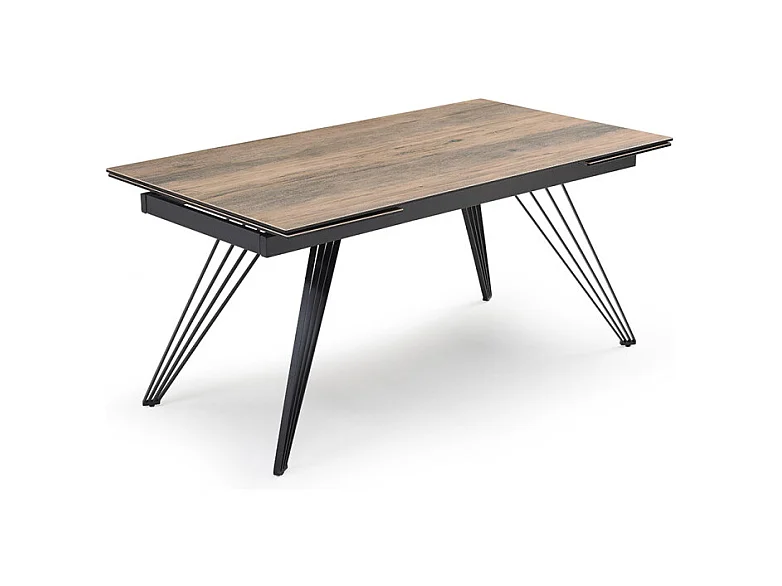 Table extensible 180/260 cm céramique effet bois pieds filaires - TEXAS 01