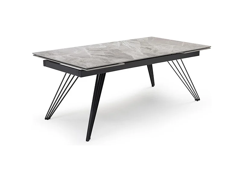 Table extensible 180/260 cm céramique marbré laqué pieds filaires - DAKOTA 01
