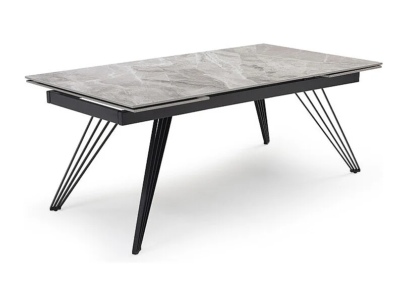 Table extensible 180/260 cm céramique marbré laqué pieds filaires - DAKOTA 01