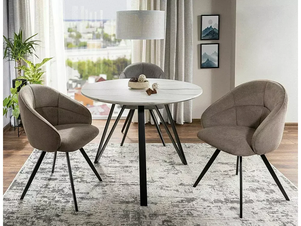 Table à manger Tetis/MDF/Blanc/o100x76