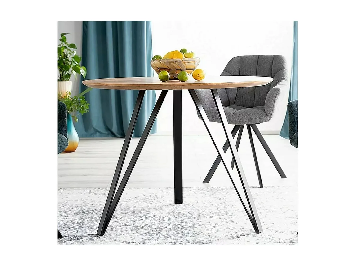 Table à manger Tetis/MDF/Blanc/o100x76