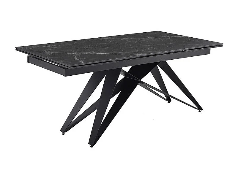 Table extensible 180/260 cm céramique noir marbré pied géométrique - INDIANA 03