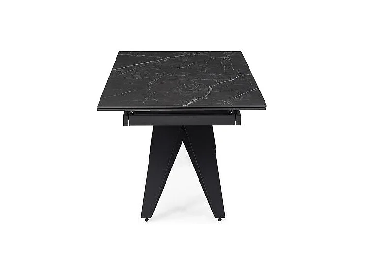 Table extensible 180/260 cm céramique noir marbré pied géométrique - INDIANA 03
