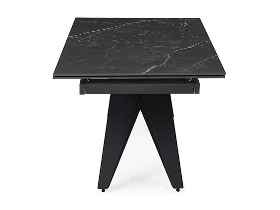 Table extensible 180/260 cm céramique noir marbré pied géométrique - INDIANA 03