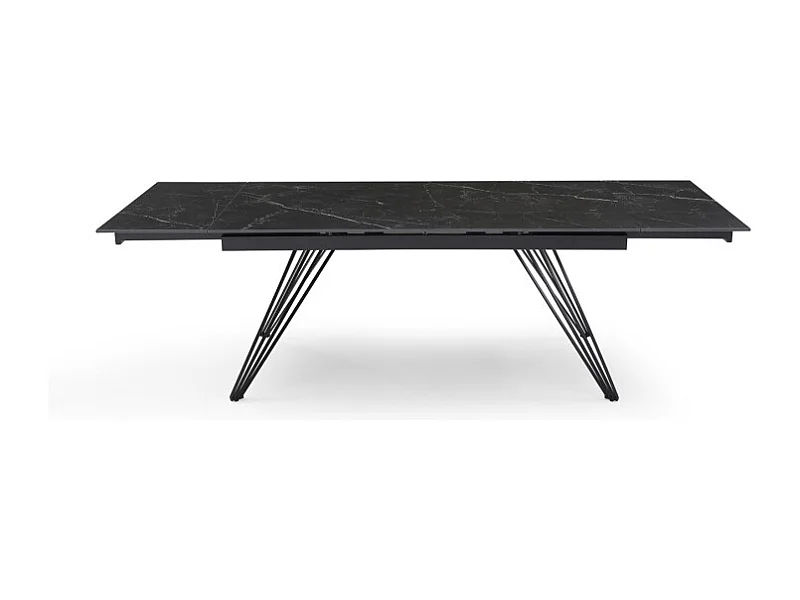 Table extensible 180/260 cm céramique noir marbré pieds filaires - INDIANA 01