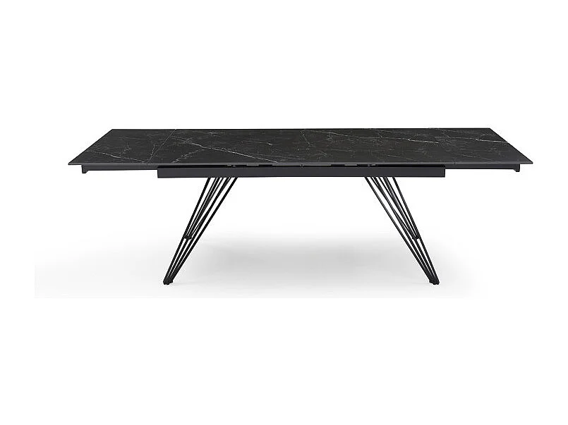 Table extensible 180/260 cm céramique noir marbré pieds filaires - INDIANA 01