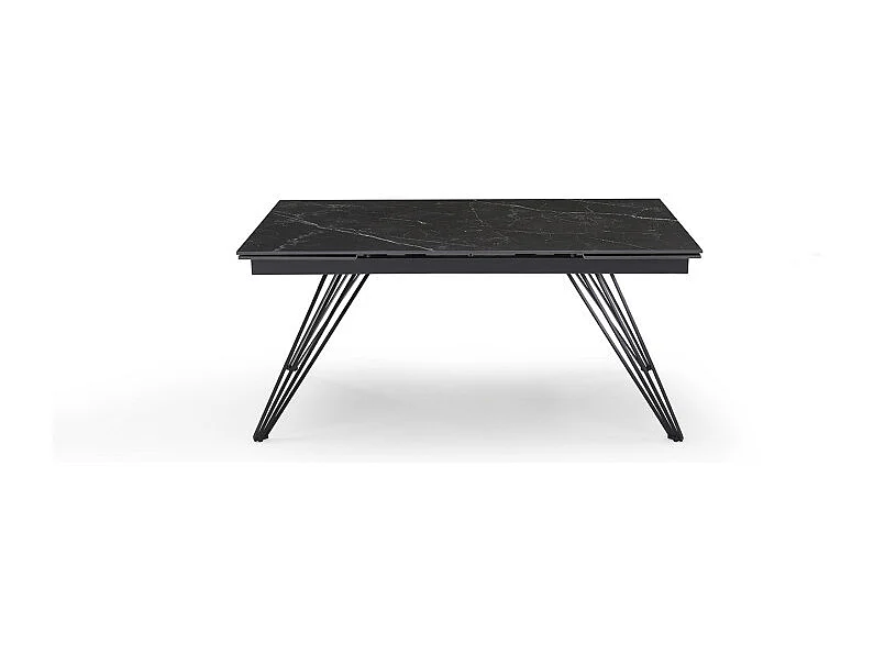Table extensible 180/260 cm céramique noir marbré pieds filaires - INDIANA 01
