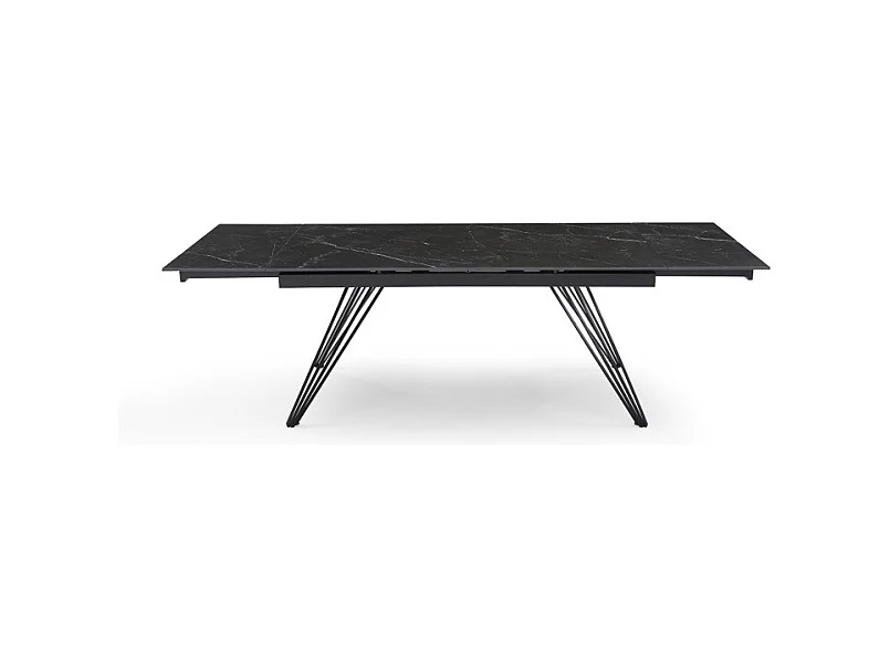 Table extensible 180/260 cm céramique noir marbré pieds filaires - INDIANA 01