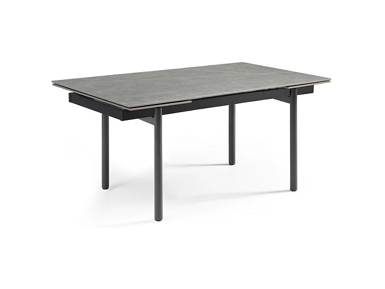 Table extensible 180/260 cm céramique gris marbré pieds droits - ARIZONA 09