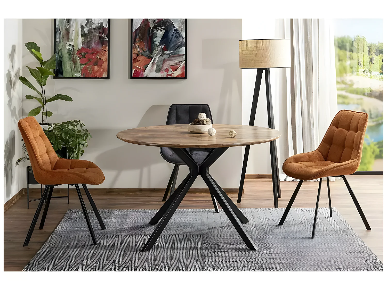 Tavolo da pranzo Aster L/Marrone&Nero/o120x76