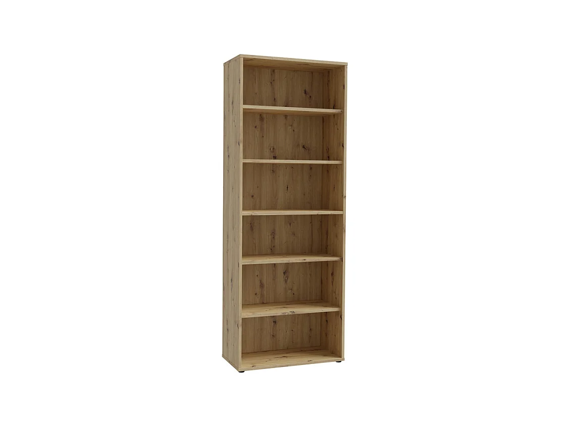 Bibliothèque H. 227 cm 6 niveaux décor chêne rustique - MANOLO