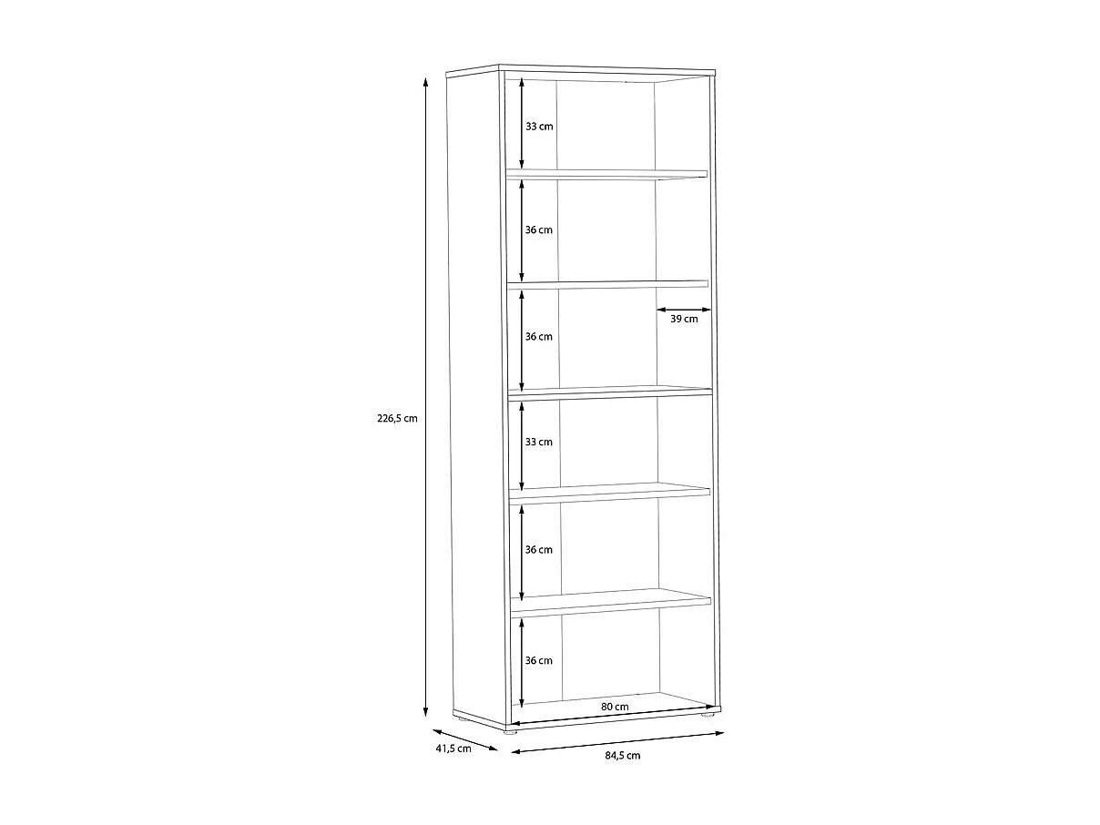 Bibliothèque H. 227 cm 6 niveaux décor chêne rustique - MANOLO