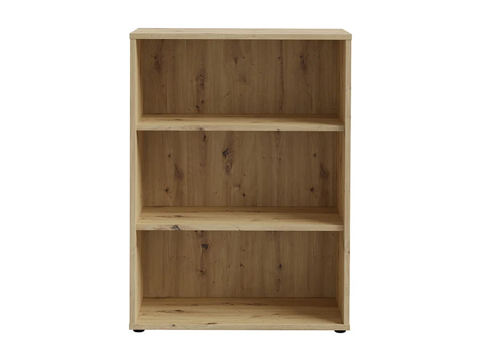 Bibliothèque H. 115 cm 3 niveaux décor chêne rustique - MANOLO