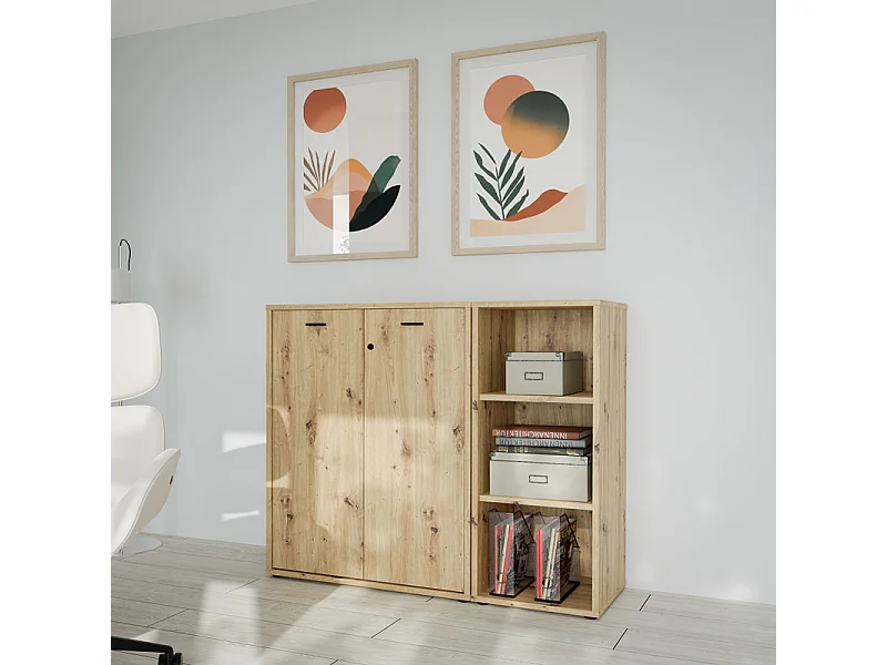 Etagère H. 115 cm 3 niveaux décor chêne rustique - MANOLO