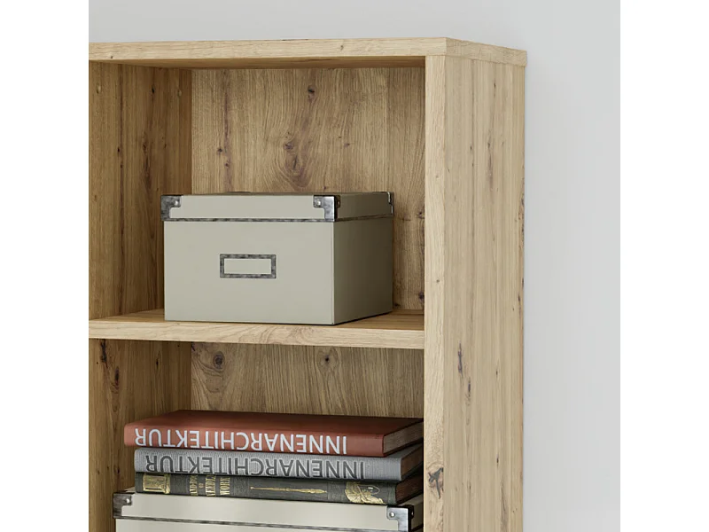 Etagère H. 115 cm 3 niveaux décor chêne rustique - MANOLO