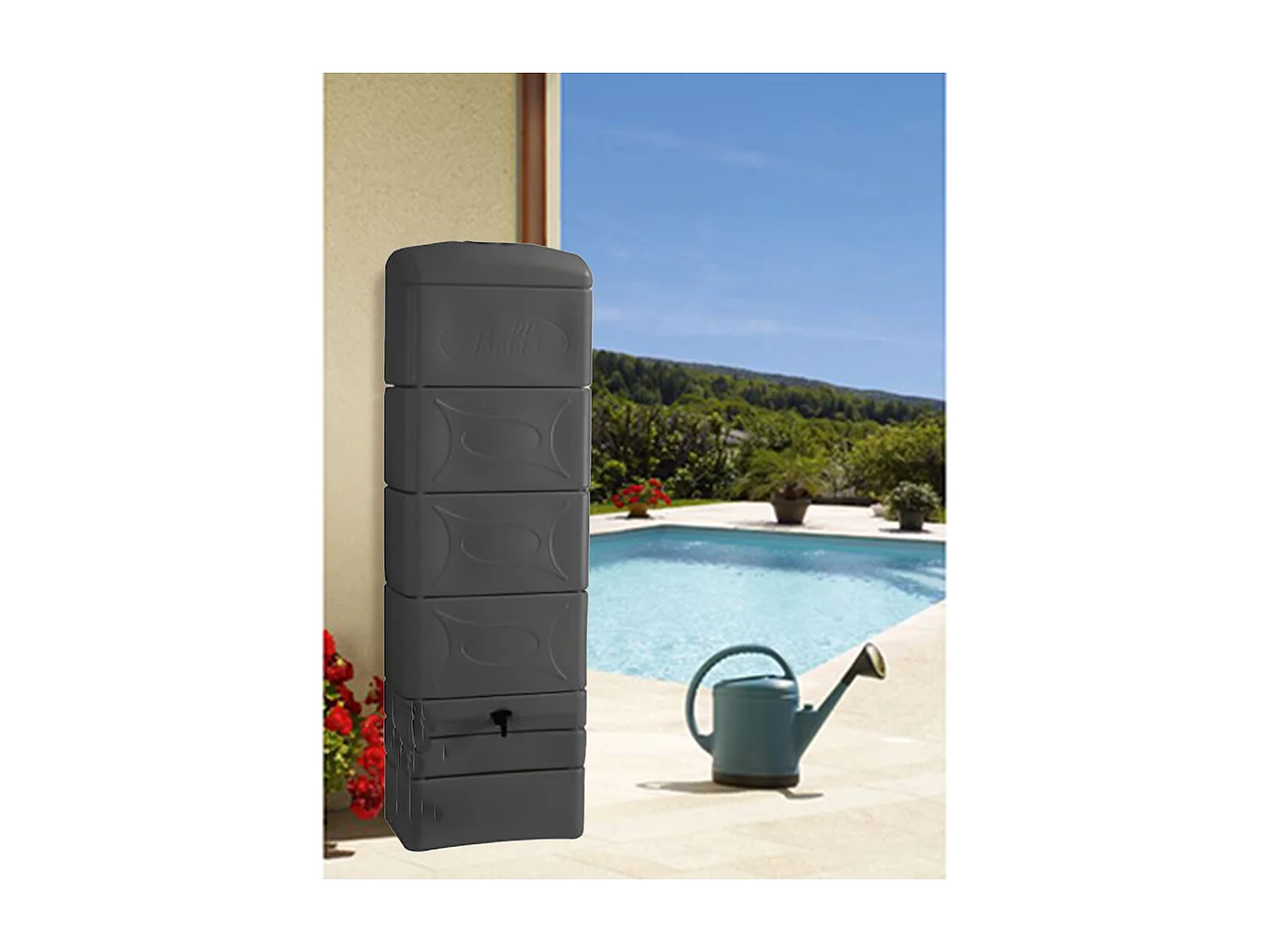 Recuperador de agua mural 300L "Malang" - Elegante y funcional en beige con kit de conexión de canalón