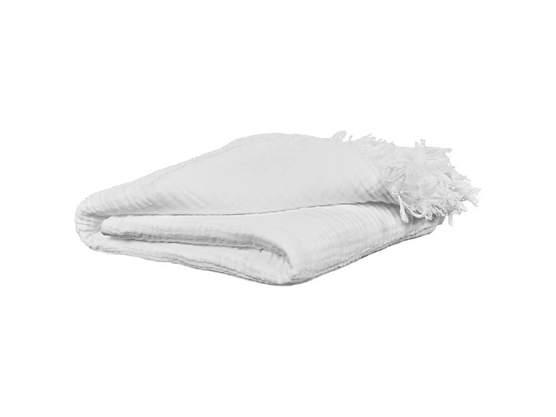 Plaid 180 x 220 cm en quadruple gaze de coton blanc - PEPA 2