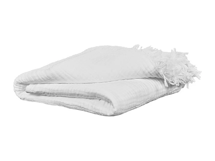 Plaid 180 x 220 cm en quadruple gaze de coton blanc - PEPA 2