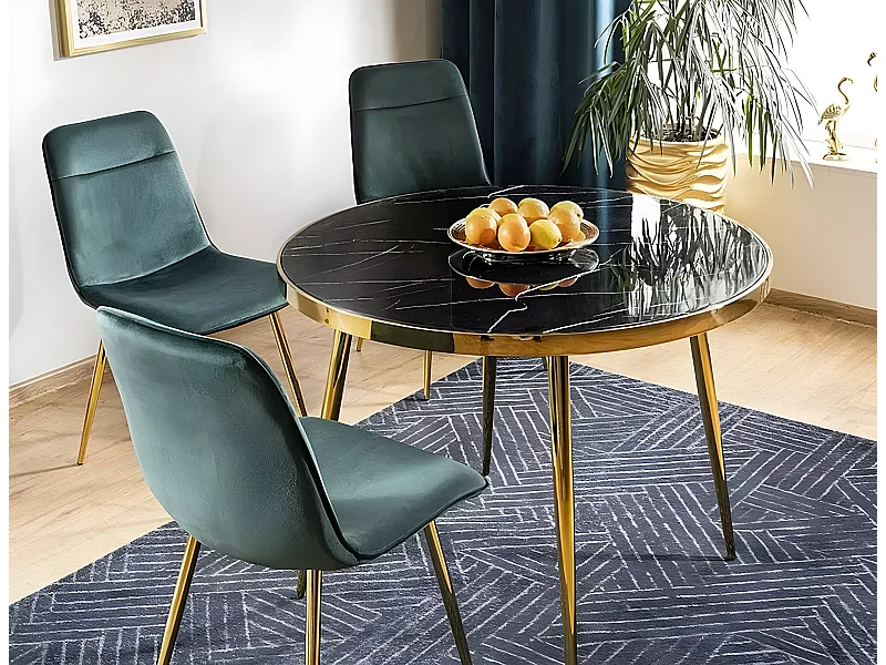 Esstisch Calvin/Schwarz&Gold/o100x75