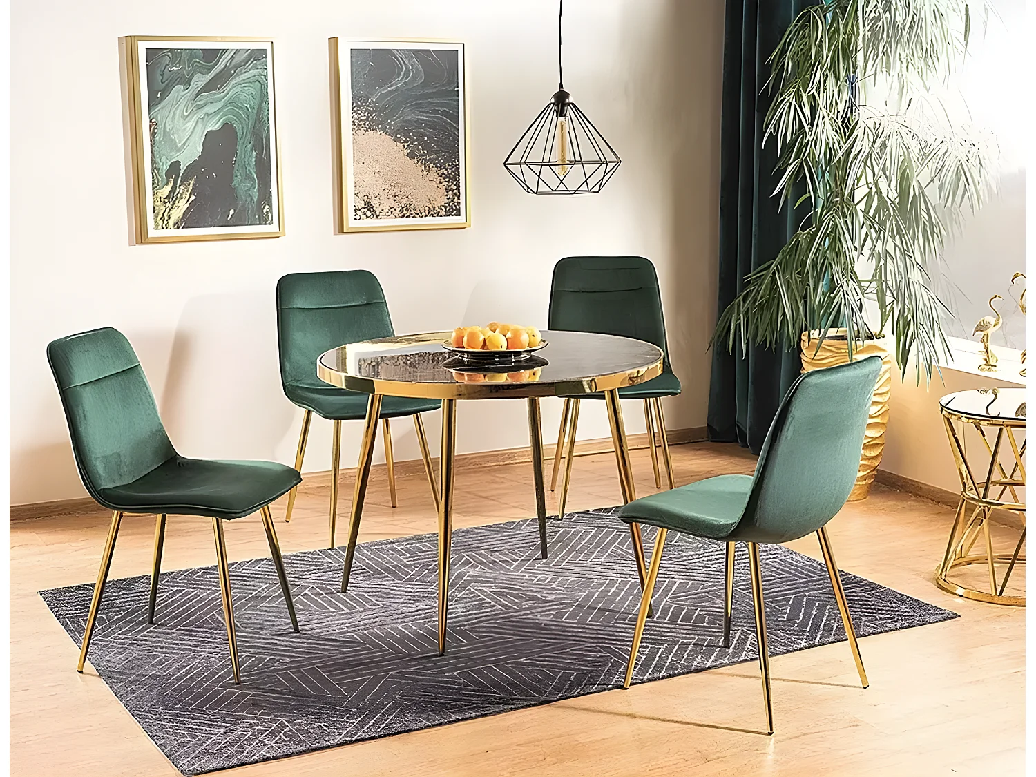 Tavolo da pranzo Calvin/Nero&Oro/o100x75