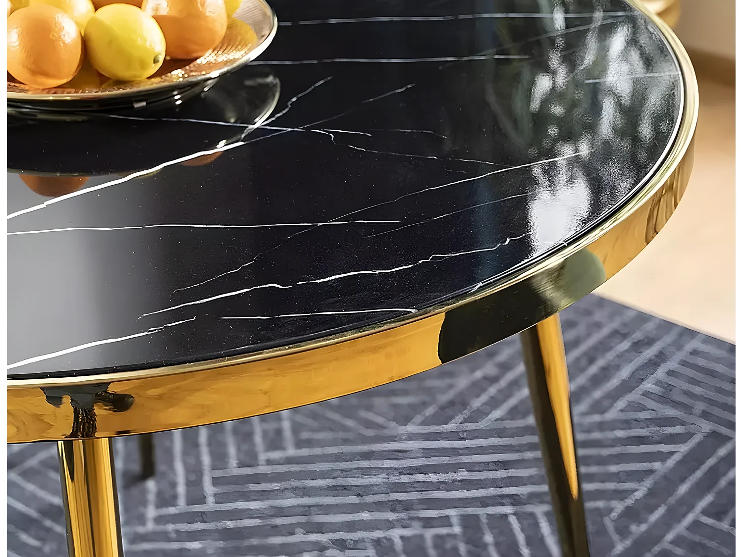 Table à manger Calvin/Noir&Or/o100x75