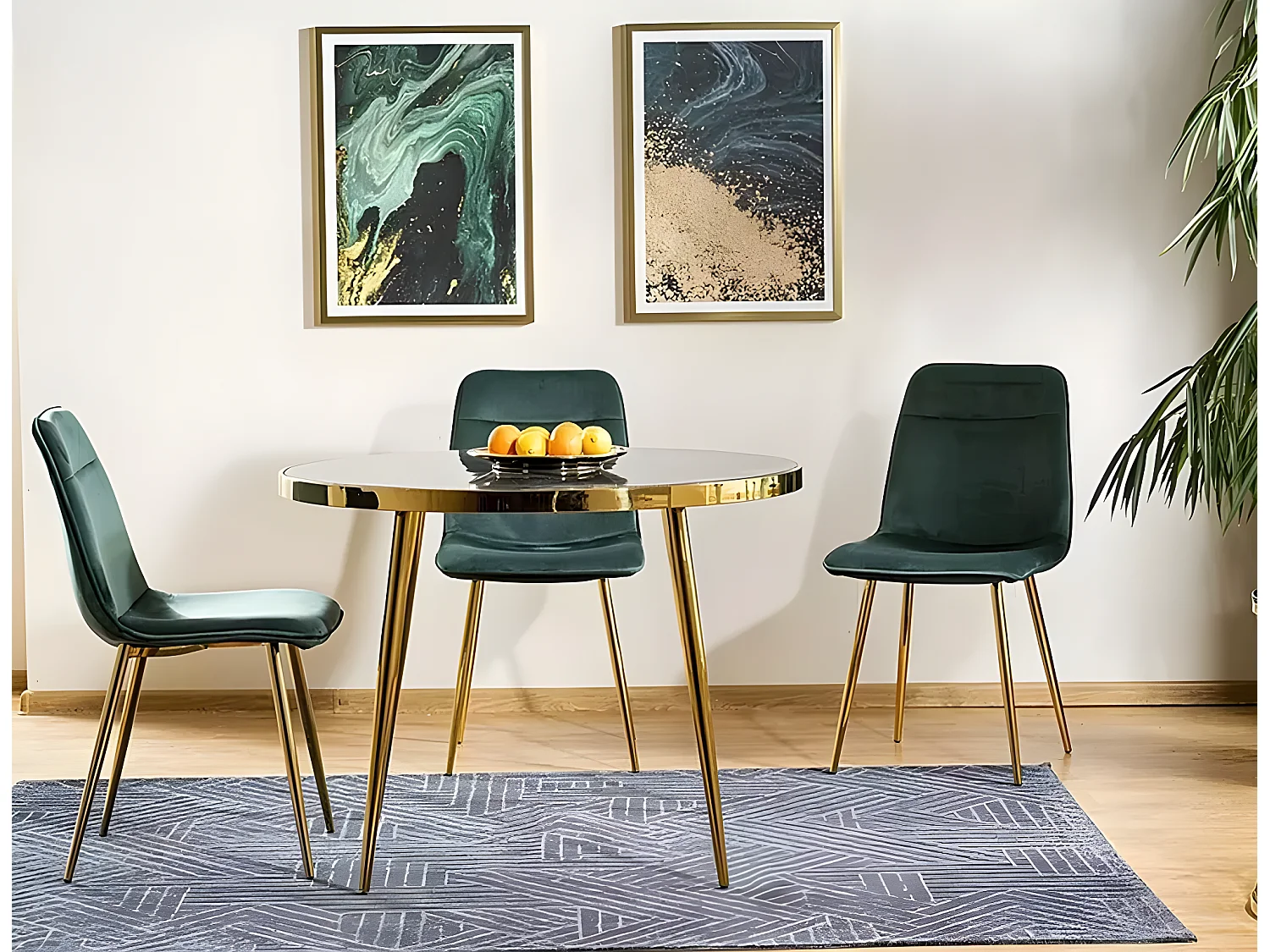 Table à manger Calvin/Noir&Or/o100x75