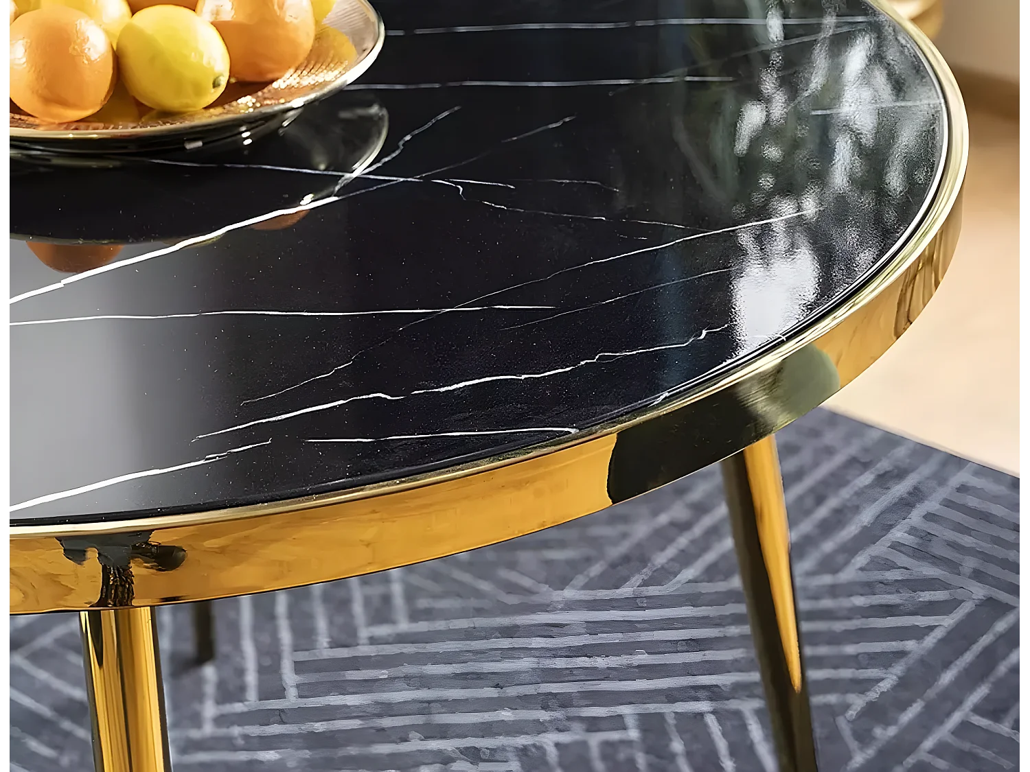 Tavolo da pranzo Calvin/Nero&Oro/o100x75