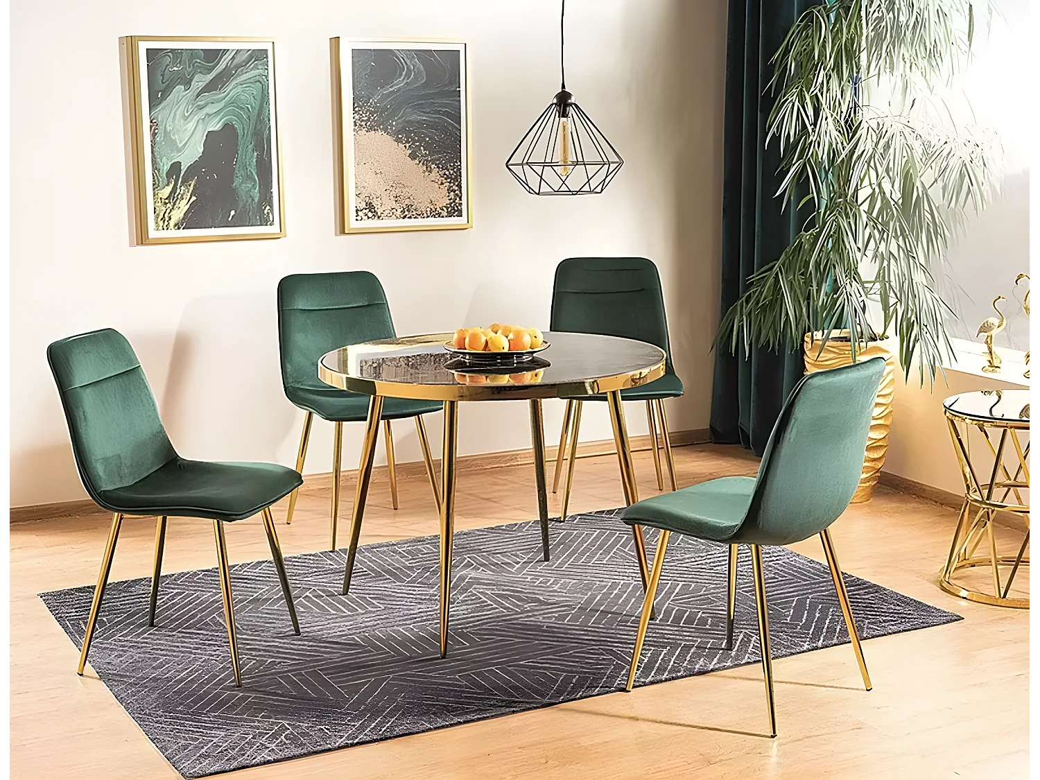 Tavolo da pranzo Calvin/Nero&Oro/o100x75