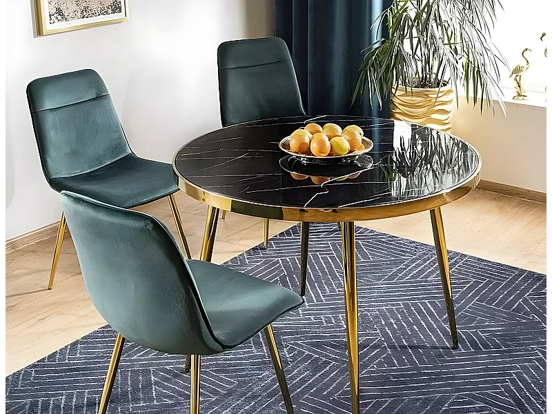 Tavolo da pranzo Calvin/Nero&Oro/o100x75