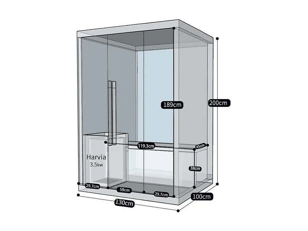 Sauna finlandais Nordica® Vapeur V12 - 1-2 places - 130 x 100 x H.200