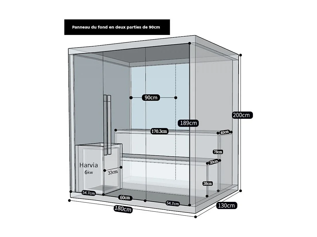 Sauna finlandais Nordica® Vapeur V45 - 4-5 places - 180 x 130 x H.200