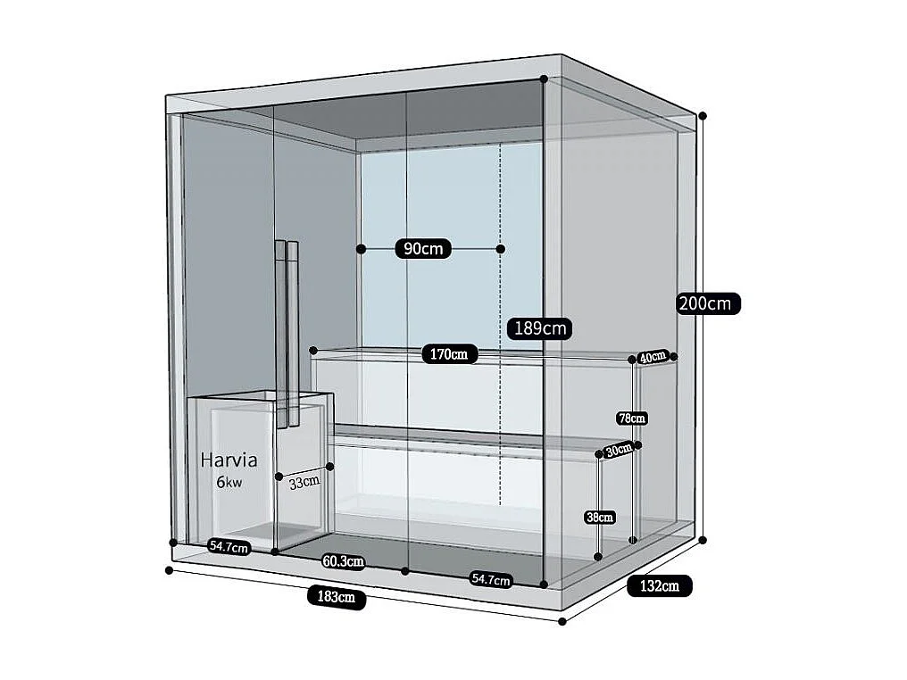 Sauna finlandais Nordica® Vapeur V45 - 4-5 places - 180 x 130 x H.200