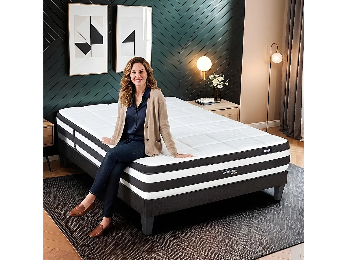 Matelas Fontainebleau - Ressorts ensachés + mémoire de forme - 25 cm - 90x190 cm