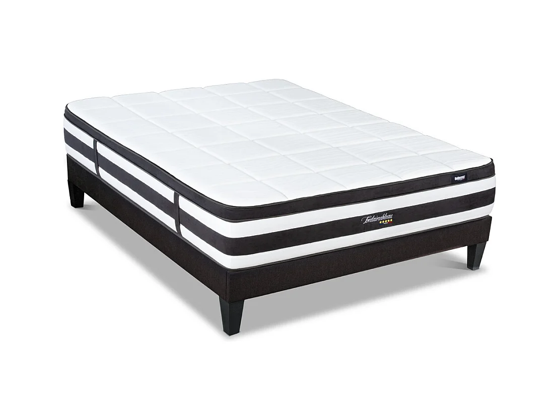 BELLECOUR LITERIE | Ensemble FONTAINEBLEAU 140x200 cm | Matelas Ressorts ensachés + Sommier Bois