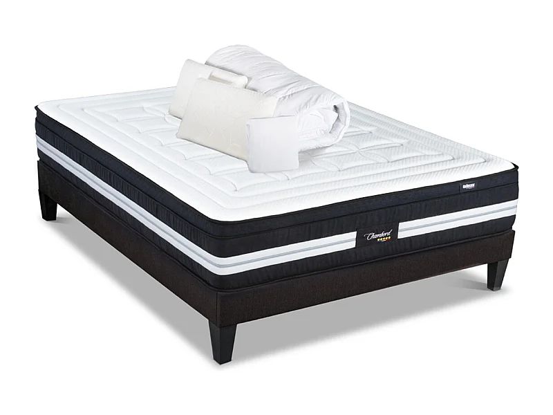 BELLECOUR LITERIE | Pack Prêt à dormir CHAMBORD 90x190 cm | Matelas Micro-ressorts + Sommier + Accessoires