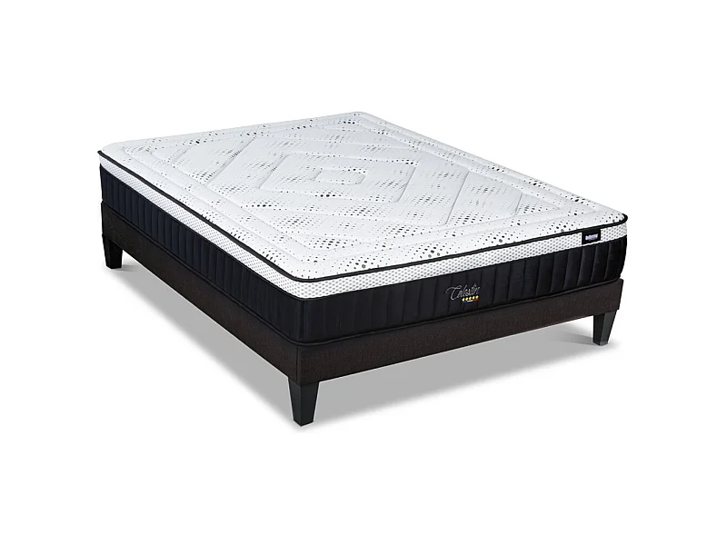 BELLECOUR LITERIE | Ensemble CELESTIN 2.0 90x190 cm | Matelas Mémoire de forme + Sommier Bois