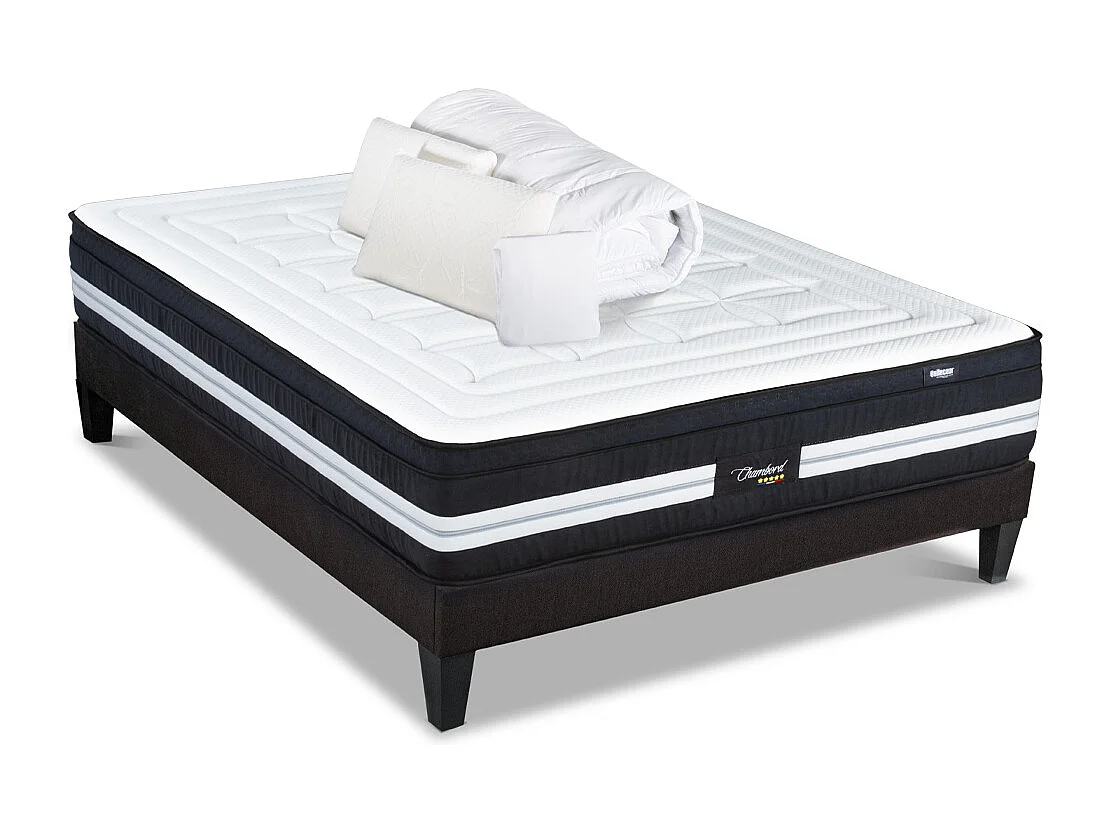 BELLECOUR LITERIE | Pack Prêt à dormir CHAMBORD 180x200 cm | Matelas Micro-ressorts + Sommier + Accessoires