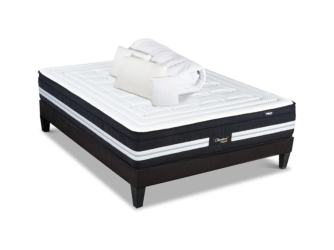 BELLECOUR LITERIE | Pack Prêt à dormir CHAMBORD 140x200 cm | Matelas Micro-ressorts + Sommier + Accessoires