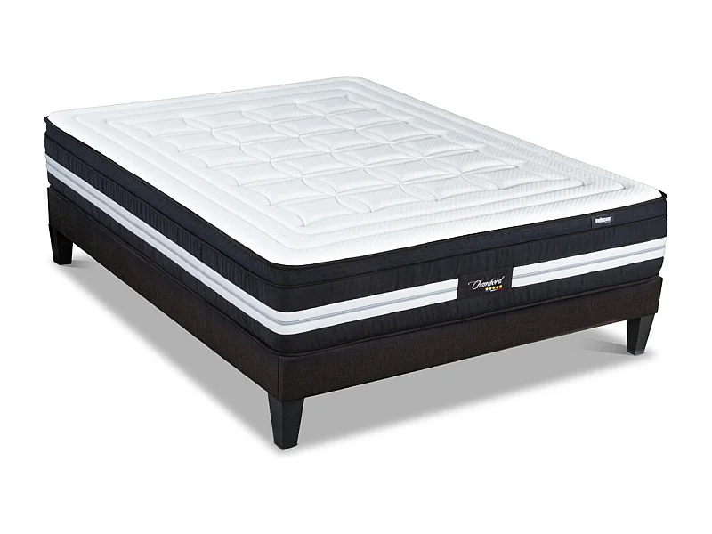 BELLECOUR LITERIE | Ensemble CHAMBORD 180x200 cm | Matelas Micro-ressorts + Sommier Bois