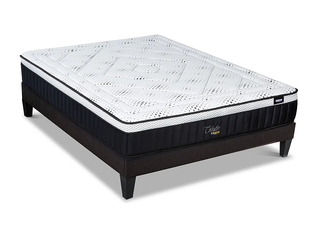 BELLECOUR LITERIE | Ensemble CELESTIN 2.0 140x190 cm | Matelas Mémoire de forme + Sommier Bois