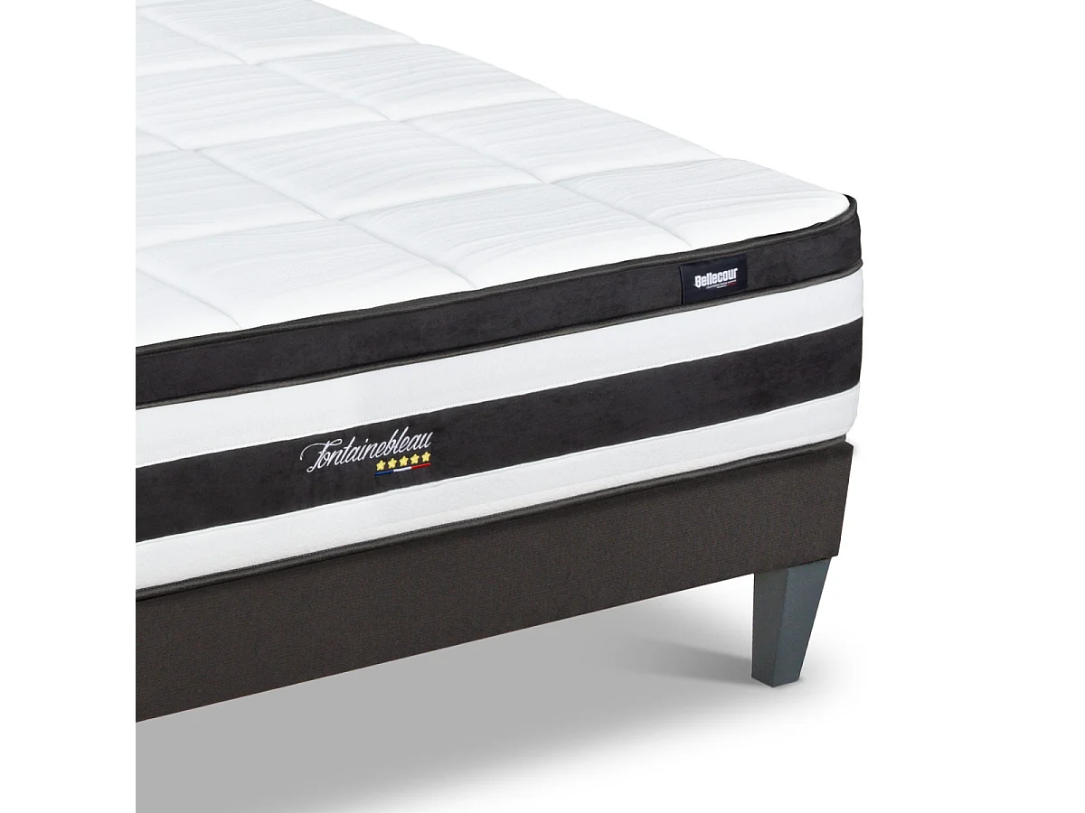 Ensemble Fontainebleau 90x190 cm Matelas Ressorts ensachés + Sommier Bois