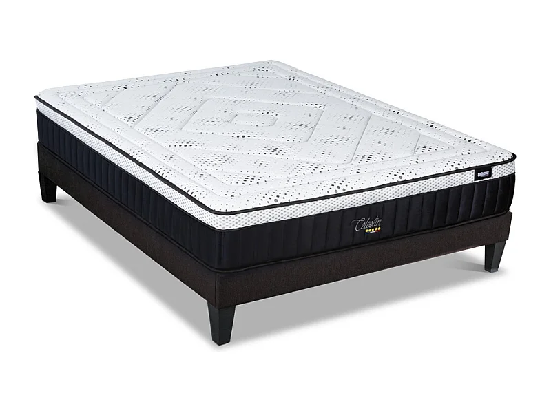 BELLECOUR LITERIE | Ensemble CELESTIN 2.0 160x200 cm | Matelas Mémoire de forme + Sommier Bois