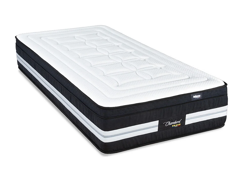 BELLECOUR LITERIE | Ensemble CHAMBORD 90x200 cm | Matelas Micro-ressorts + Sommier Bois