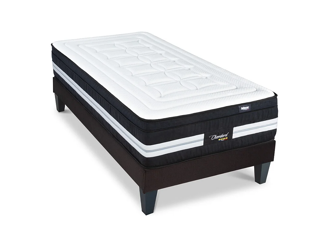 BELLECOUR LITERIE | Ensemble CHAMBORD 90x200 cm | Matelas Micro-ressorts + Sommier Bois