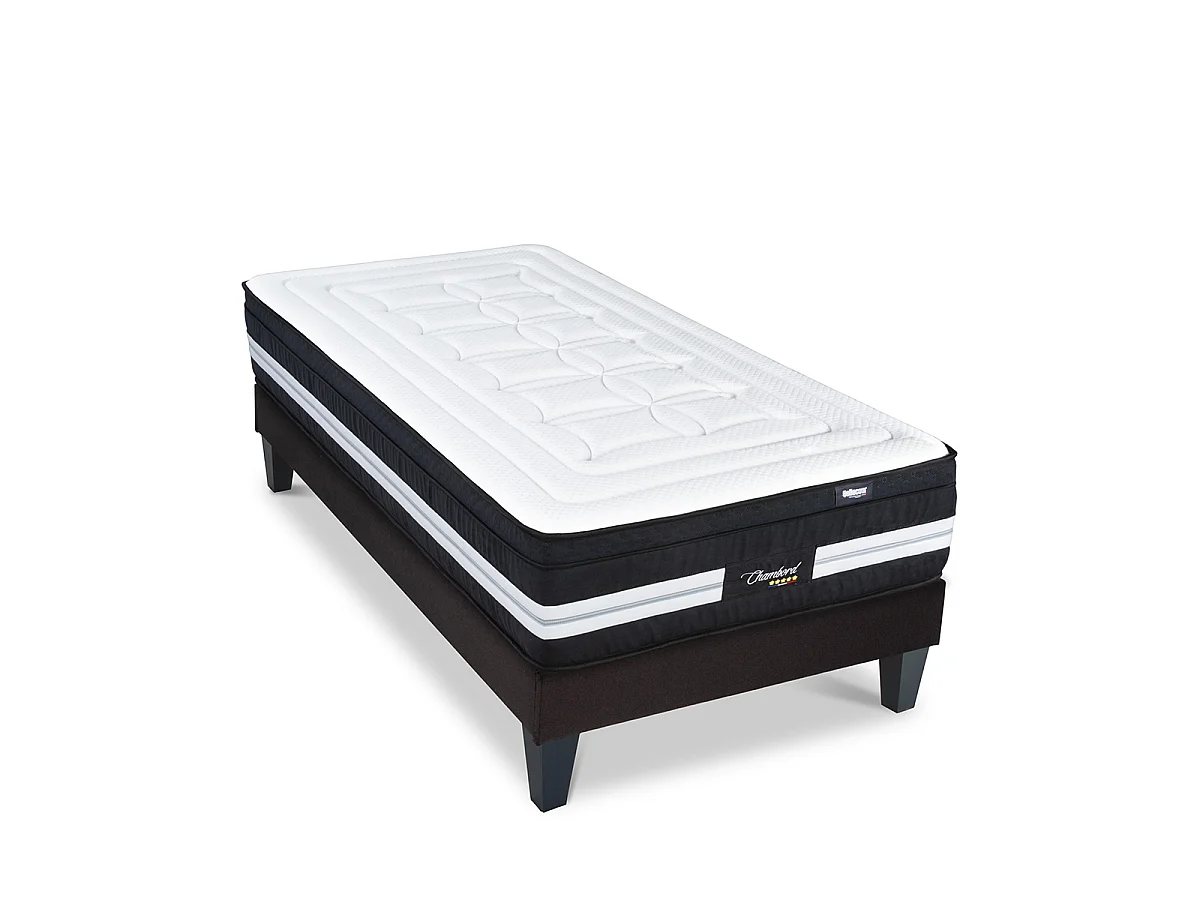 Ensemble Chambord 90x200 cm Matelas Ressorts ensachés + Sommier Bois
