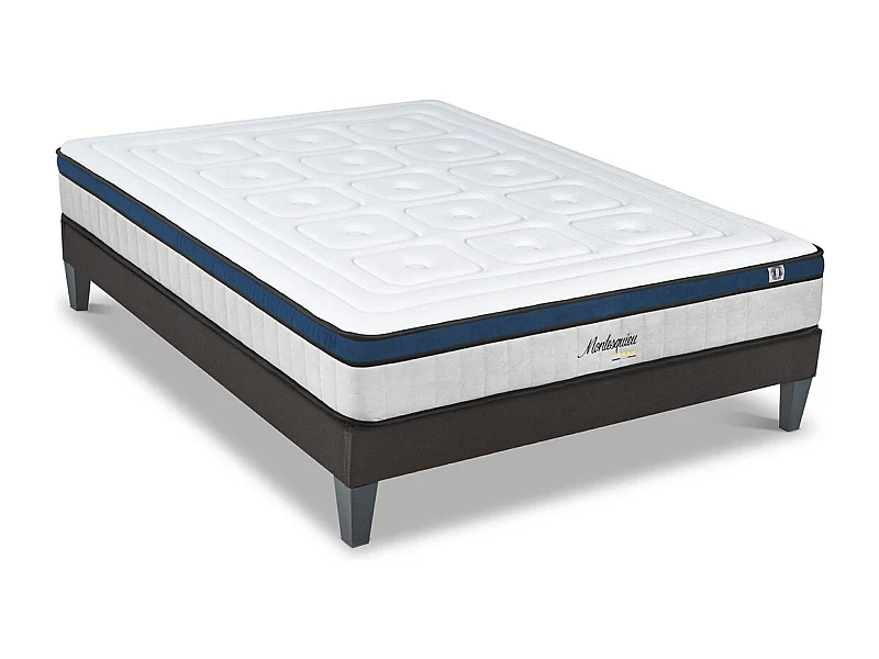 HYPSOM | Ensemble MONTESQUIEU 140x190 cm | Matelas Ressorts ensachés + Sommier Bois