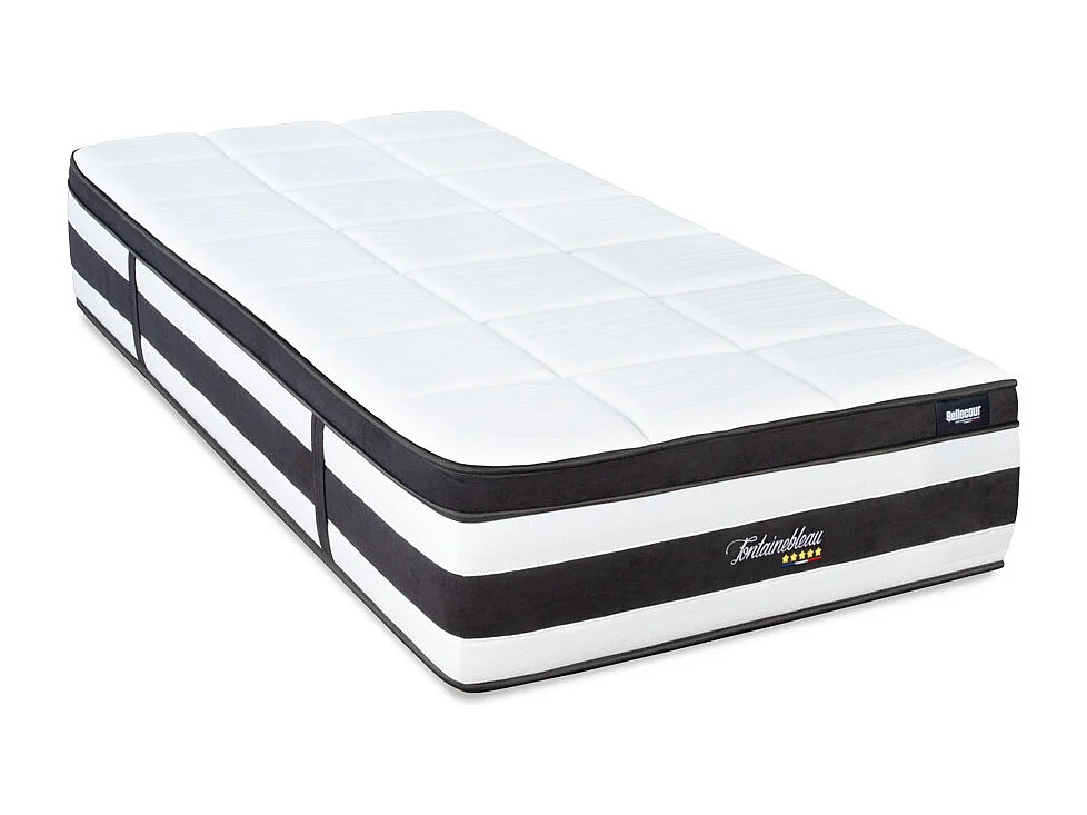 BELLECOUR LITERIE | Pack Prêt à dormir FONTAINEBLEAU 90x200 cm | Matelas Ressorts ensachés + Sommier + Accessoires